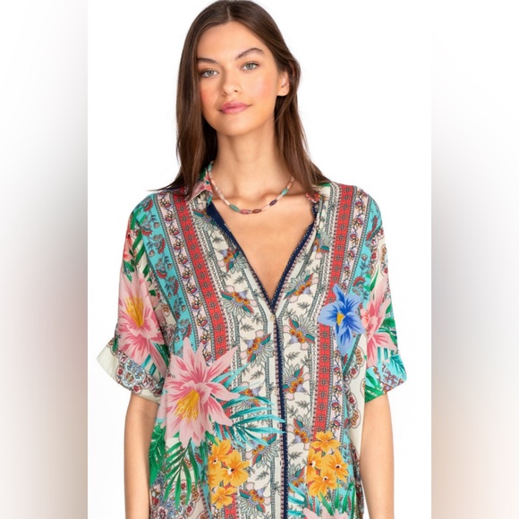 Johnny Was Tops - JOHNNY WAS | CLOVER BUTTON DOWN SHIRT | Size S